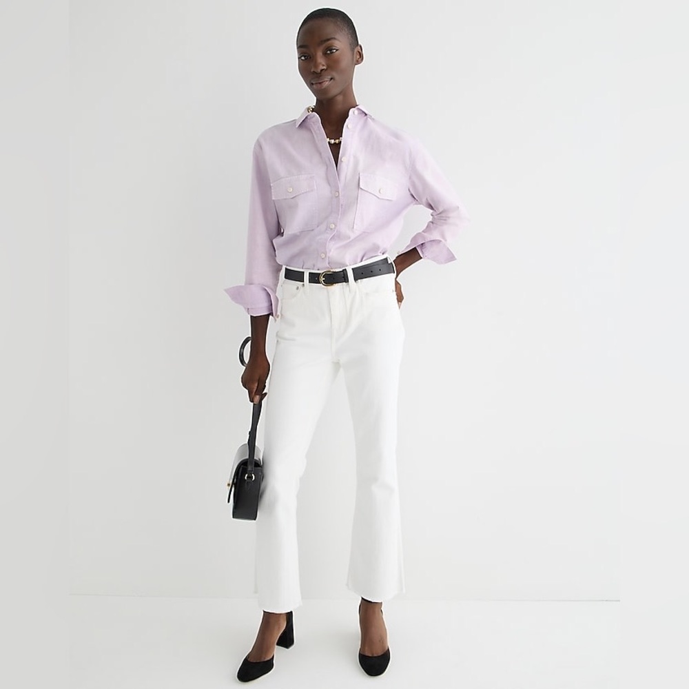 J.Crew 10" demi-boot crop jean in white wash Size 37 NWT